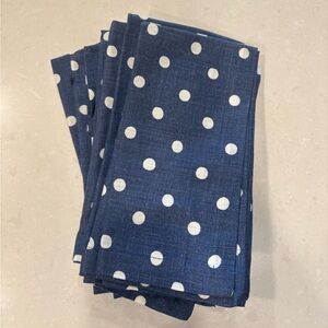 Pottery Barn Blue and White Polka Dot Napkins - Set of 8